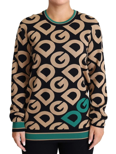 Shop Dolce & Gabbana Multicolor Dg Mania Wool Crewneck Pullover Sweater