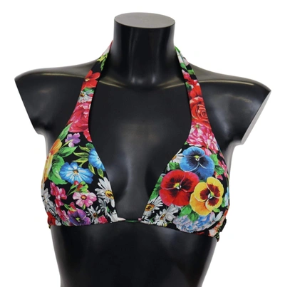 Shop Dolce & Gabbana Multicolor Floral Print Swimwear Bikini Tops