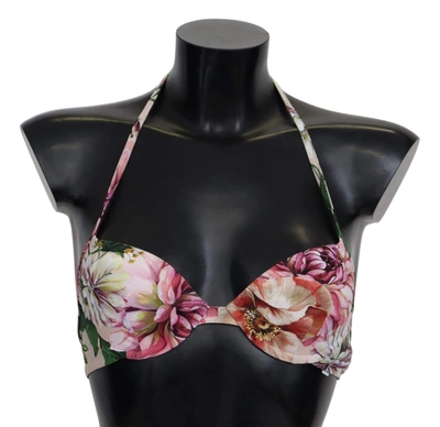 Shop Dolce & Gabbana Multicolor Floral Swimsuit Beachwear Bikini Tops