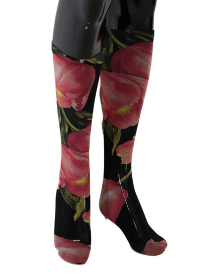 Shop Dolce & Gabbana Multicolor Floral Tulip Nylon Socks