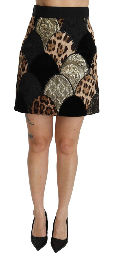 Shop Dolce & Gabbana Multicolor Leopard Print High Waist Mini Skirt