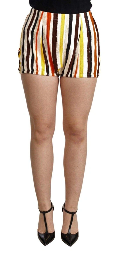 Shop Dolce & Gabbana Multicolor Striped Cotton Hot Pants Shorts