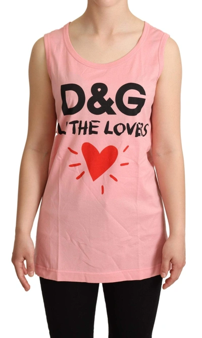 Shop Dolce & Gabbana Pink All The Lovers Tank Top T-shirt