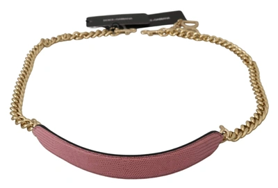 Shop Dolce & Gabbana Pink Leather Gold Chain Accessory Shoulder Strap