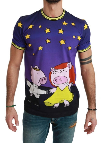 Shop Dolce & Gabbana Purple  Cotton Top 2019 Year Of The Pig  T-shirt