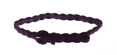 Dolce & Gabbana Purple Cotton Gold Logo Waist Belt In Purple