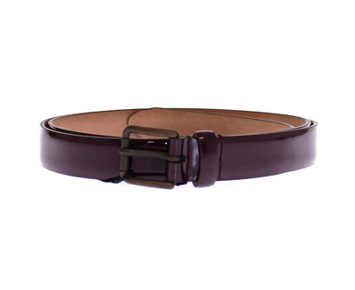 Shop Dolce & Gabbana Purple Leather Logo Cintura Gürtel Belt