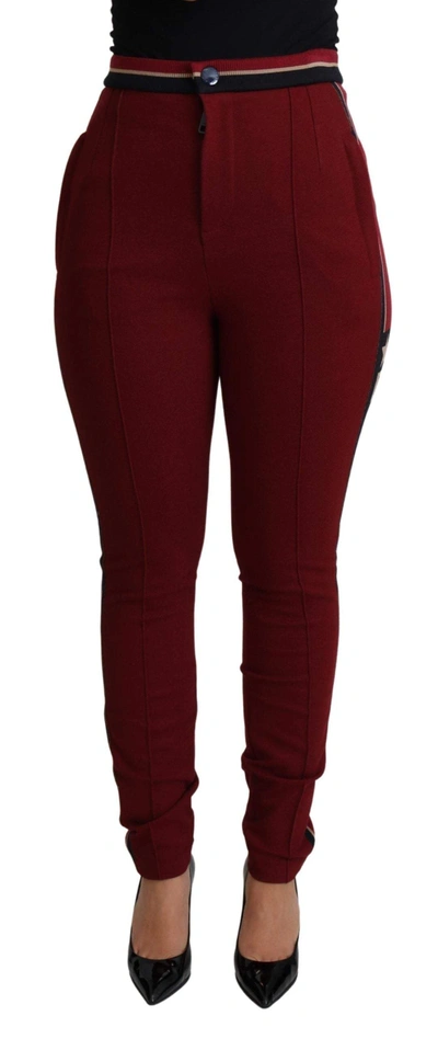 Shop Dolce & Gabbana Red Dg Star Striped Skinny Cotton Pant