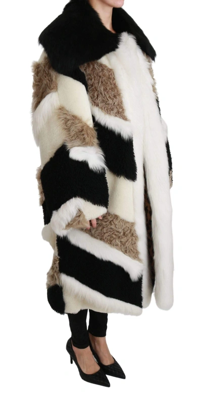 Shop Dolce & Gabbana Sheep Fur Shearling Cape Jacket Coat In Multicolor