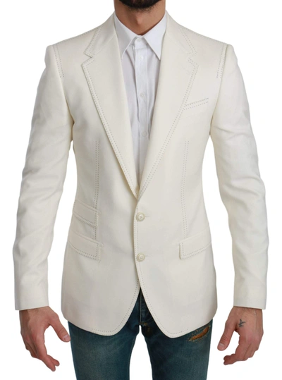 Shop Dolce & Gabbana Sicilia Cream Single Breasted Formal Blazer In White
