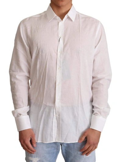Shop Dolce & Gabbana White Cotton Floral Pattern Martini Shirt