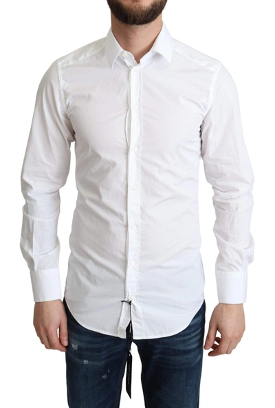 Shop Dolce & Gabbana White Cotton Long Sleeves Men Formal Shirt