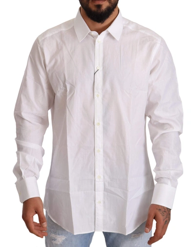 Shop Dolce & Gabbana White Cotton Slim Fit Men Martini Shirt
