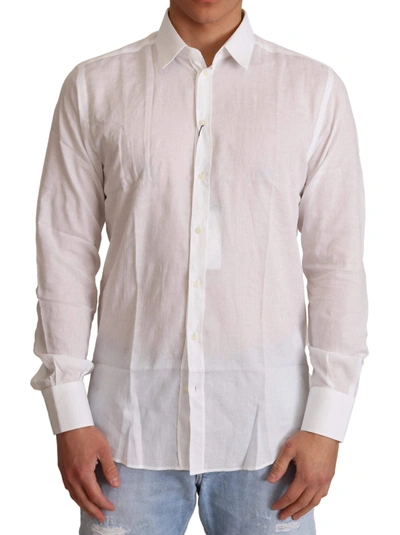 Shop Dolce & Gabbana White Cotton Slim Fit Mens Martini Shirt