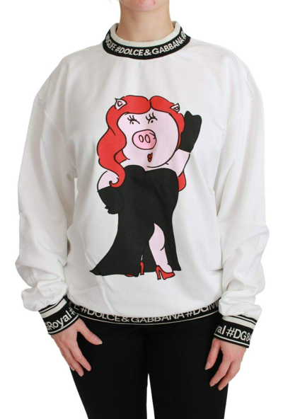 Shop Dolce & Gabbana White Pig Of The Year Pullover Sweater