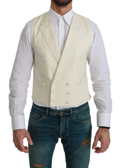 Shop Dolce & Gabbana White Waistcoat Formal Wool  Vest