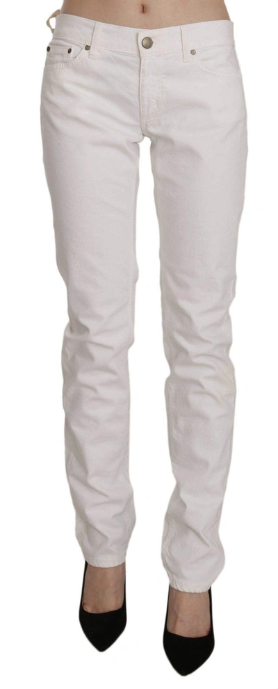 Shop Dondup Cotton Stretch Skinny Casual Denim Pants Jeans In White