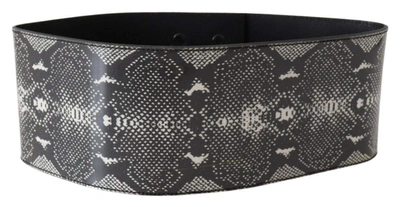 Shop Ermanno Scervino Black Wide Leather Snakeskin Design Waist Belt