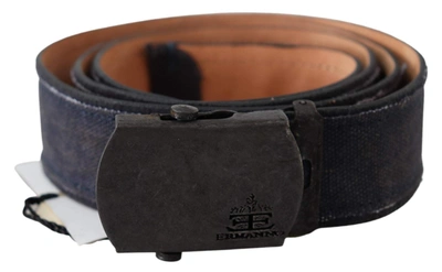 Shop Ermanno Scervino Blue Leather Ratchet Buckle Belt