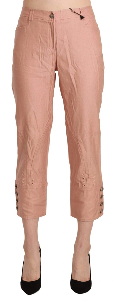 Ermanno Scervino Cotton Pink High Waist Cropped Trouser Pants In Pink
