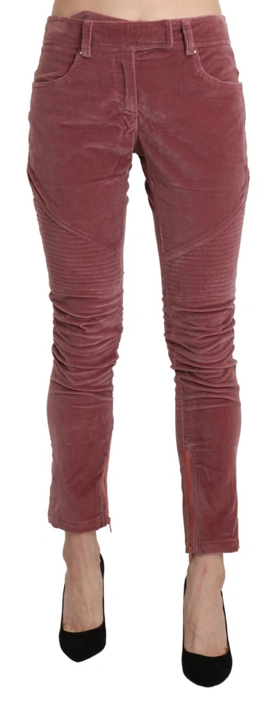 Shop Ermanno Scervino Red Mid Waist Skinny Cotton Pants