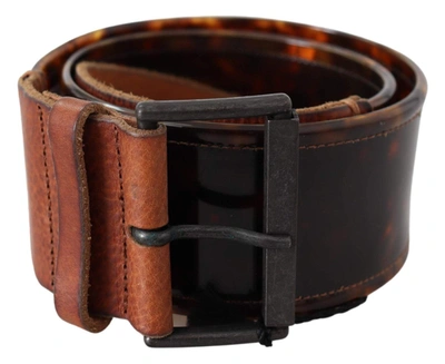 Shop Ermanno Scervino Dark Brown Leather Wide Buckle Belt