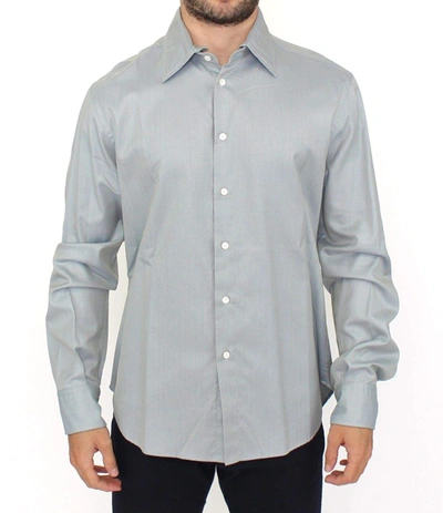 Shop Ermanno Scervino Men  Cotton Long Sleeve Casual Shirt Top In Gray