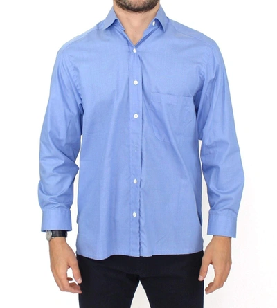 Shop Ermanno Scervino Men  Cotton Dress Classic Fit Shirt In Blue