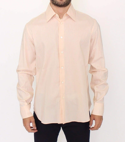 Shop Ermanno Scervino Men  Cotton Striped Casual Shirt Top In Orange