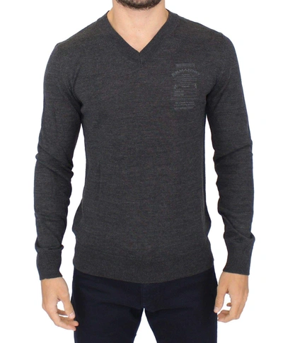 Shop Ermanno Scervino Men  Wool Blend V-neck Pullover Sweater In Gray
