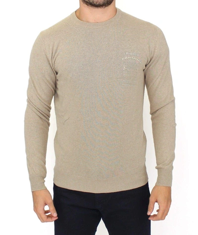 Shop Ermanno Scervino Men  Wool Cashmere Crewneck Pullover Sweater In Beige