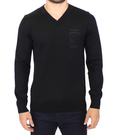 Shop Ermanno Scervino Men Wool Blend V-neck Pullover Sweater In Black