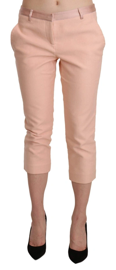 Shop Ermanno Scervino Pink Low Waist Skinny Cropped Capri Pants