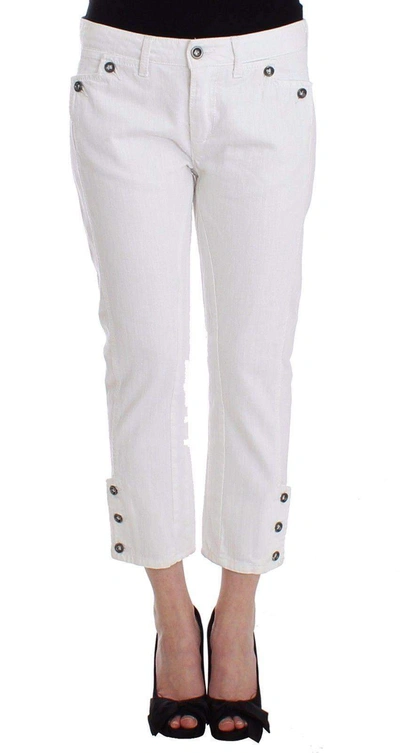 Shop Ermanno Scervino Women   Cropped  Branded Capri Jeans In White