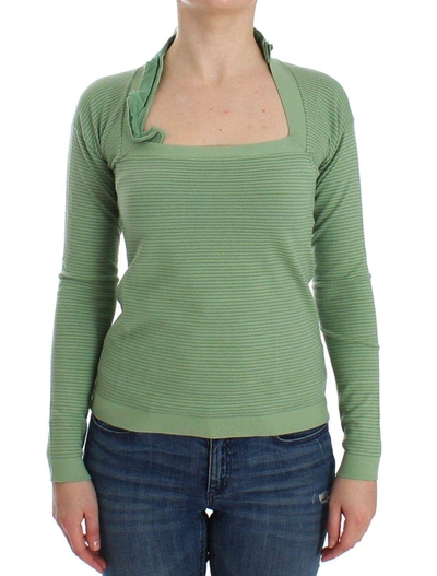 Shop Ermanno Scervino Women   Wool Blend Striped Long Sleeve Sweater In Green