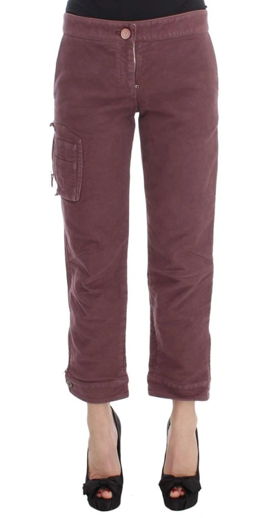 Ermanno Scervino Women  Bordeaux Cotton Cropped Cargo Pants In Bordeaux