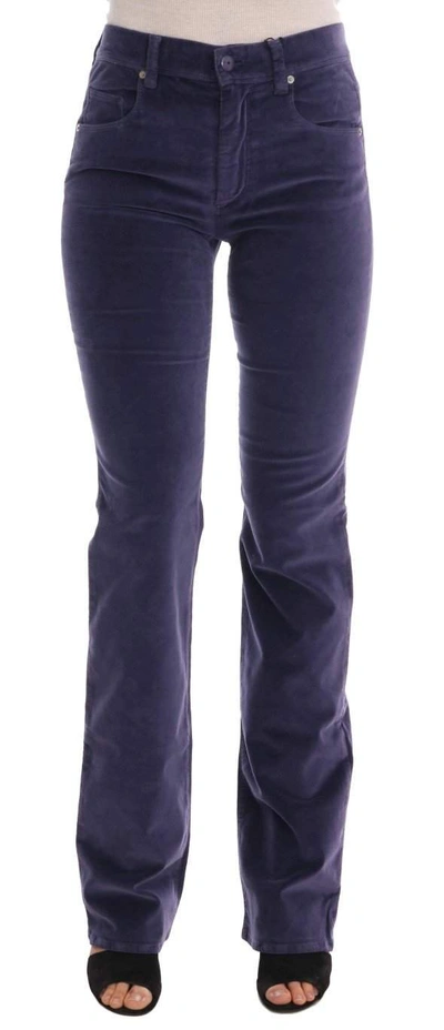 Ermanno Scervino Women  Purple Corduroy Stretch Bootcut Pants In Purple