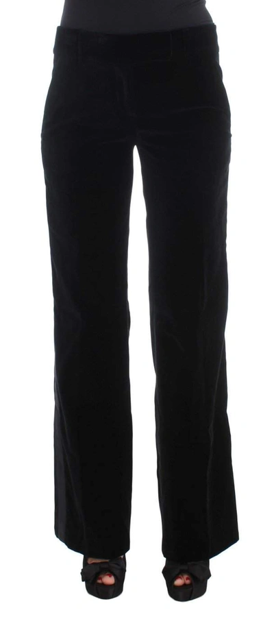 Shop Ermanno Scervino Women  Striped Velvet Viscose Bootcut Pants In Black