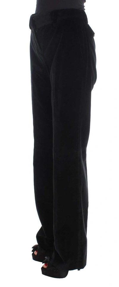 Shop Ermanno Scervino Women  Velvet Cotton Straight Legs Pants In Black
