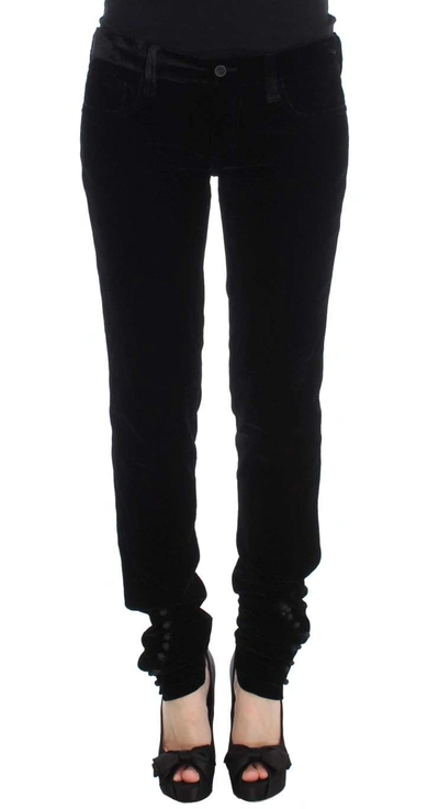 Shop Ermanno Scervino Women  Viscose Blend Velvet Slim Fit Pants In Black