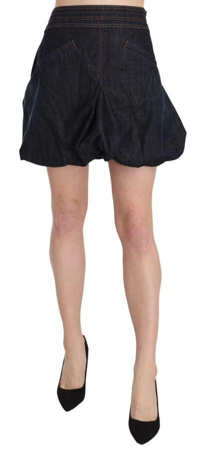 Shop Exte Cotton Stretch A-line Mini Skirt In Blue