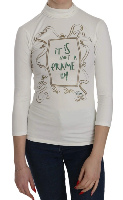 Shop Exte Printed Turtle Neck 3/4 Sleeve Top Cotton Blouse In White