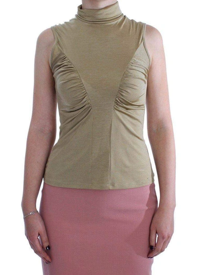 Exte Gold Turtleneck Top Blouse In Gold
