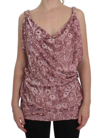 Shop Exte Pink Floral Print Viscose Silk Blouse Top
