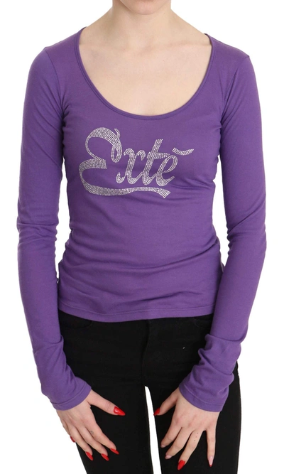 Shop Exte Purple  Crystal Embellished Long Sleeve Top Blouse