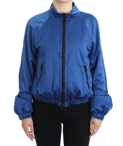 Shop Gf Ferre' Bomber Jacket Coat Blazer Short Nylon In Blue