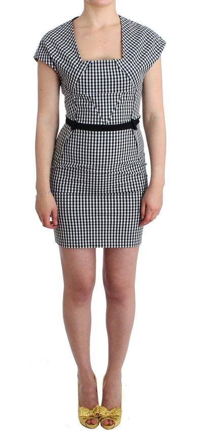 Shop Gf Ferre' Checkered Belted Sheath Dress In White