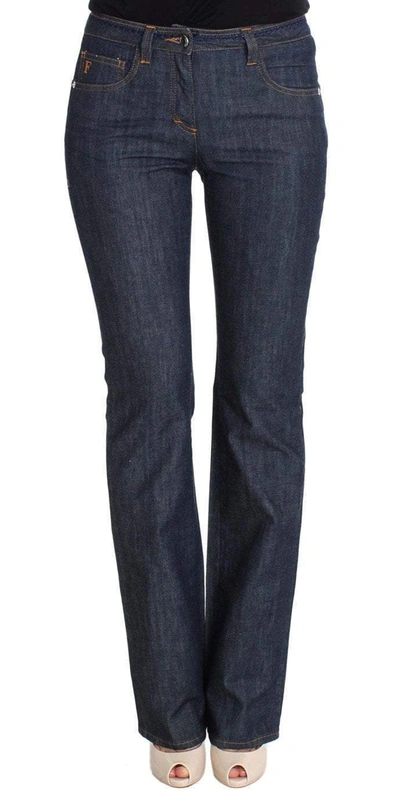 Shop Gf Ferre' Cotton Flare Boot Cut Jeans In Blue