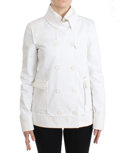 Shop Gf Ferre' Double Breasted Jacket Coat Blazer In White