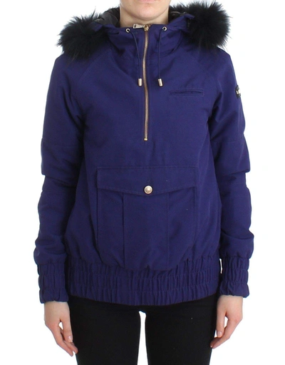 Shop Gf Ferre' Padded Jacket Hooded Short K-way In Blue